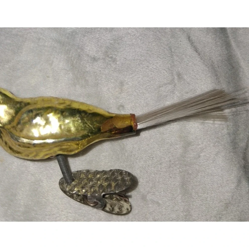 Vintage Mercury Glass Bird Clip-On Christmas Ornament Feather Tail 4